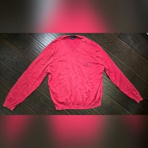 Polo Ralph Lauren Mens Red Pullover V Neck Sweater XL